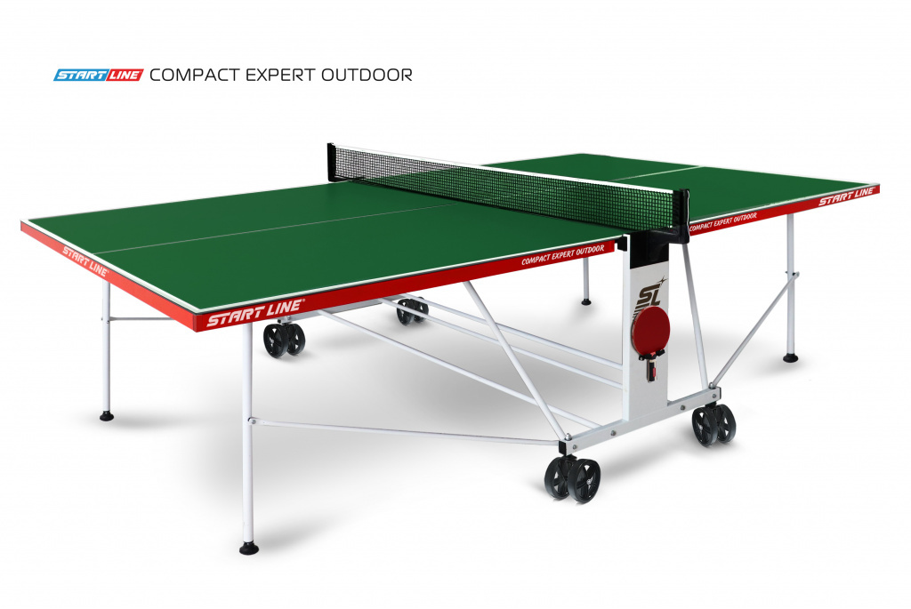 Start Line Compact EXPERT Outdoor 4 Зелёный из каталога влагостойких теннисных столов в Самаре по цене 44590 ₽