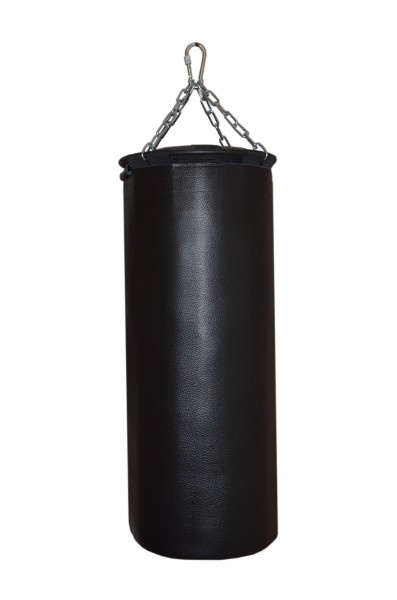 Подвесной боксерский мешок и груша Рокки 130х45 см. 60 кг. кожа черный