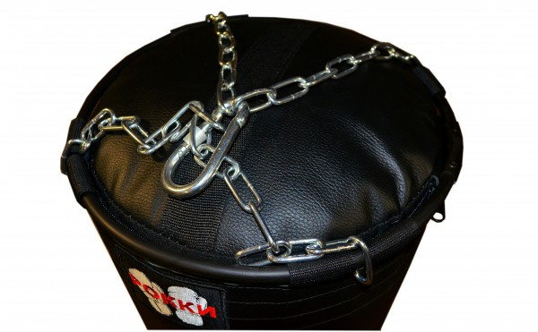 Подвесной боксерский мешок и груша Рокки 180х45 см. 85, кг. кожа черный