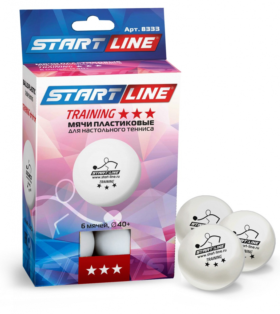 Start Line TRAINING 3*, 6 мячей в упаковке из каталога мячей для настольного тенниса в Самаре по цене 590 ₽