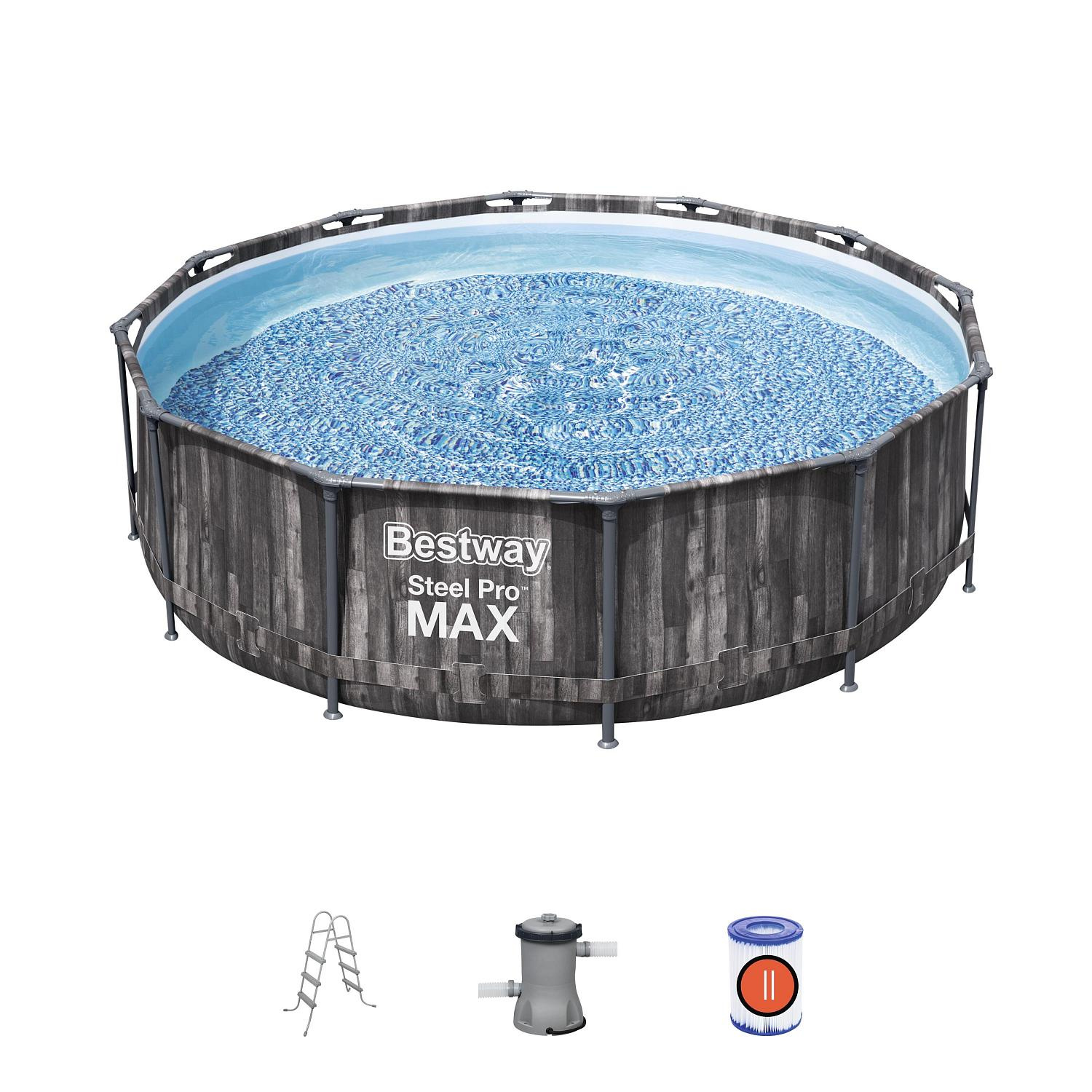 Bestway Steel Pro Max  5614X BW (серый) из каталога каркасных бассейнов в Самаре по цене 43485 ₽
