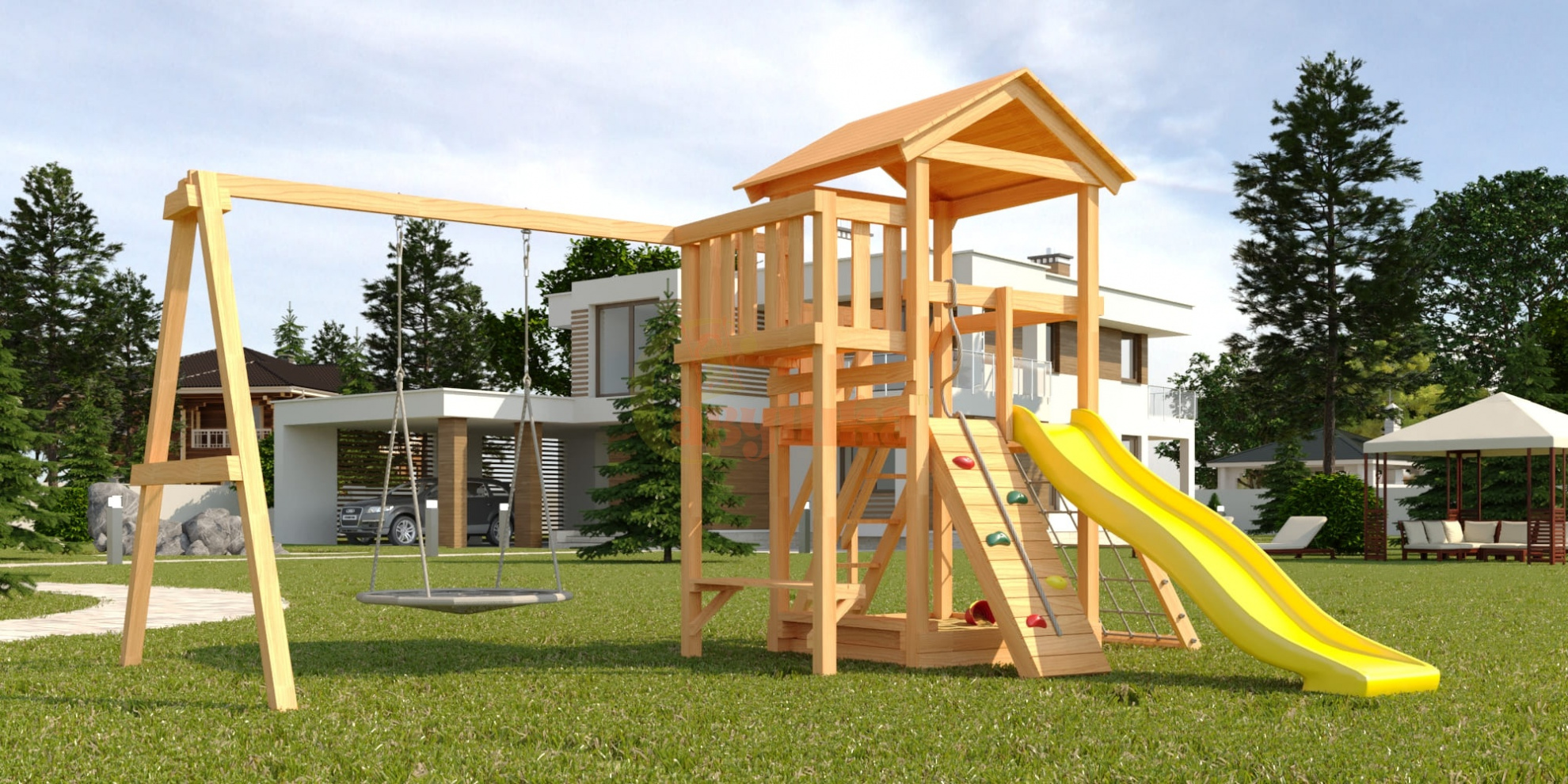Детский городок Савушка Мастер 2 с качелями Гнездо 1 метр