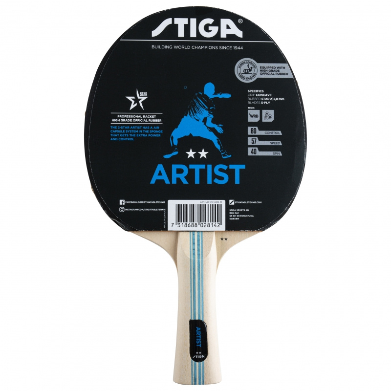 2-Star Artist WRB в Самаре по цене 2298 ₽ в категории ракетки для настольного тенниса Stiga