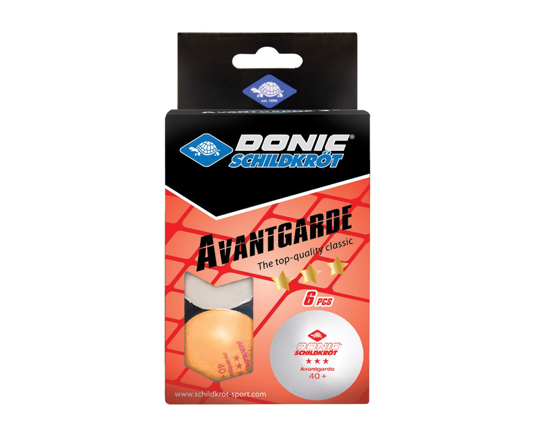AVANTGARDE 3* 40+, 6 штук, белый + оранжевый в Самаре по цене 490 ₽ в категории мячи для настольного тенниса Donic