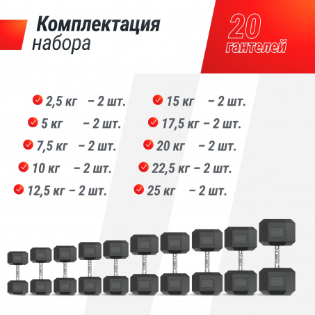 Рендер-6 для UnixFit гексагональных от 2,5 до 25 кг