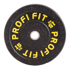 Profi Fit бамперный черный 15 кг из каталога дисков для штанги с посадочным диаметром 50 мм. в Самаре по цене 9780 ₽